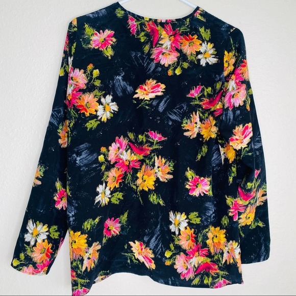 The Kooples Fireworks Floral Silk Top Black - Picture 5 of 7